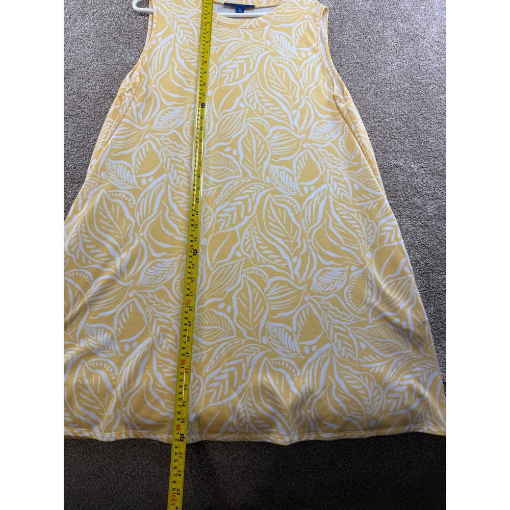 Apt. 9 Womens XL Yellow White Tropical Leaf Print Sleeveless Shift Sun Dress - Picture 7 of 11